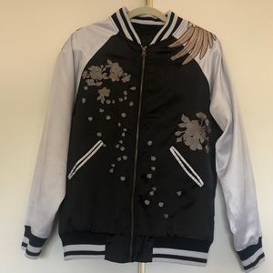 Dragon Bomber Jacket - size large - black/white/ browns